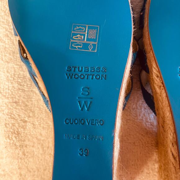 Stubbs & Wootton Grace Espadrille Sandal Blue Size 39 / 8 - Picture 10 of 11